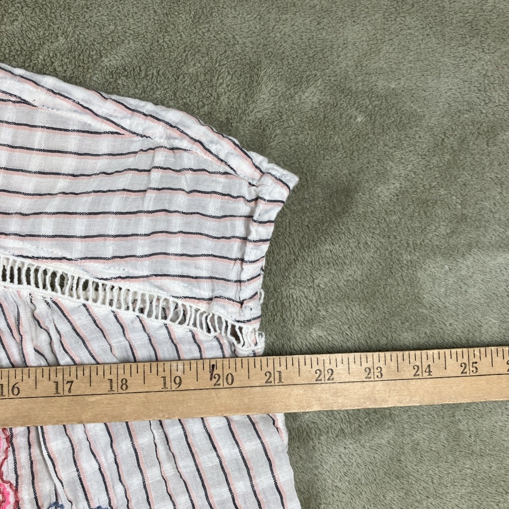 Pilcro Anthropologie Embroidered Short Sleeve Henley Shirt Small Boho Boxy - Picture 8 of 12